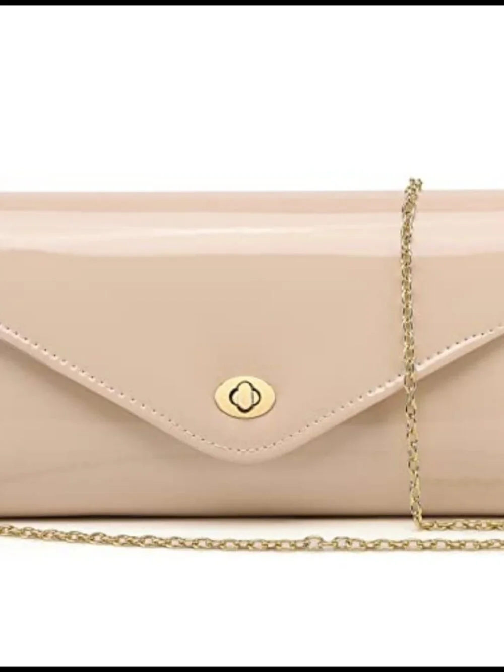 Patent Leather Envelope Clutch Detachable Chain Crossbody Evening Bag
